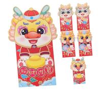 FUNOMOCYA 6Pcs Chinese Year Red Envelopes with Cute Dragon Patterns Bright Colored Festival Hongbao Sturdy Paper Lucky Money Packets for Spring Festival Weddings Birthdays and Special