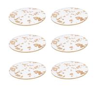 FUNOMOCYA 6pcs Clear Acrylic Coasters with Gold Foil Round Beverage Mats Non-slip Heat-resistant Cup Pads for Coffee Tea Drinks Tabletop Protection Kitchen Home Decor