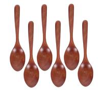 FUNOMOCYA 6pcs Japanese Long-Handled Spoon Kitchen Utensils Dog Cat Spoon Fruit Coffee Stir Coffee Mixing Wood Honey Breakfast Cake Phoebe Light Brown