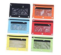 FUNOMOCYA 6pcs Large Capacity 3 Ring Pencil Pouch Portable Double Zipper Stationery Bag for School Supplies Multifunctional Canvas File Organizer for Students