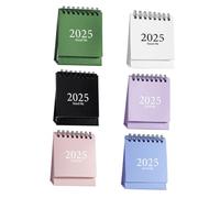 FUNOMOCYA 6pcs Mini Desk Calendar Twin Wire Binding Standing Flip Daily Schedule Planner Compact Design for Home Office School with Elegant White Black Blue Pink Purple Green