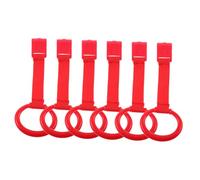 FUNOMOCYA 6pcs Pull Up Rings for Playpen and Crib Red Walker Training Tool for Arm Strength and Early Motor Skill Development Safety Hanging Rings for Standing and Walking Practice