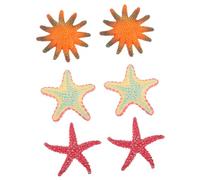 FUNOMOCYA 6PCS Realistic Sea Star Figurine Ocean Animal Models Educational Diving Playful Home Decoration in Mint Green Orange Red Colors