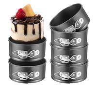 FUNOMOCYA 6pcs Round Carbon Steel Cake Baking Molds Set with Spring Latch Non-Stick Portable Cake Form for Kitchen and Gatherings
