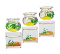 FUNOMOCYA 6pcs Scale Miniature Fish Bowl Realistic Glass Goldfish Tanks for Dollhouse Garden Scene Decor Compact Tiny Aquarium Ornaments for Desktop Display Random Color