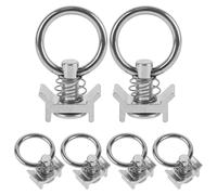FUNOMOCYA 6pcs Stainless Steel Truck Bed L Track Tie down Single Fitting Rings for Cargo Securement Aircraft Track Tie Downs Heavy Duty O-ring Hooks for Automotive Exterior Use