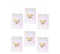 FUNOMOCYA 6pcs Thank You Handheld Paper Bags with Handle Reusable Party Favor Wrapping Bags Bottom Decorative Tote for Treats and Small