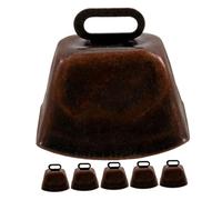 FUNOMOCYA 6pcs Vintage Cow Bells with Curved Edges Clear Loud Sound for Farm Animal Tracking Shepherding and Pet Training Retro Style Outdoor Use
