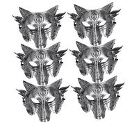 FUNOMOCYA 6pcs Wolf Mask for Adults Cosplay Half Face Cover with Elastic Strap Realistic Animal Design for Halloween Costume Masquerade Parties Stage Shows and Music Festivals