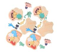 FUNOMOCYA 6pcs Wooden Animal Peg Puzzles for Preschool Montessori Educational with Elephant Monkey Horse Shapes Enhances Problem Solving Shape Recognition and Family Interaction