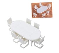 FUNOMOCYA 7PCS Meeting Table and Chair Set Miniature Model for Indoor Decoration Creative DIY Kits for Scene Setup Non Toxic and