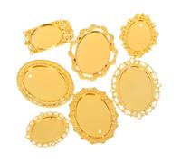 FUNOMOCYA 7pcs Miniature Dollhouse Frames Small Gold Oval Photo Frames Vintage Ornate Mini Wall-mounted Display for Table Top Home Wedding Decoration