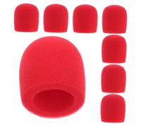 FUNOMOCYA 8 Pcs Red Foam Mic Covers for Handheld Microphone Windscreen, Reusable Sponge Microphone Shields with Enhanced Sound Quality for Speeches and Broadcasting