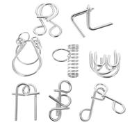 FUNOMOCYA 8pcs Metal Brain Teaser Puzzles Iron Unlocking for Adults Family Game Enhance Intelligence Problem Solving Party Fun