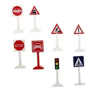 FUNOMOCYA 8pcs Simulation Traffic Sign Models Road Indicators Teaching Aids for Kindergarten Role Play and DIY Sand Table Accessories