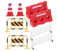 FUNOMOCYA 8pcs Traffic Cones and Road Signs Educational Traffic Barricade Models for Early Learning and Miniature Scene Play