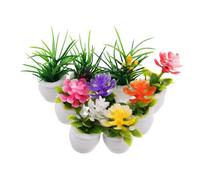 FUNOMOCYA 9pcs Miniature Potted Flower Model Dollhouse Mini Plants with Realistic Greenery Low-maintenance Fake Bonsai Decorations for Fairy Garden and Home Office Display