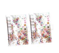 FUNOMOCYA A6 Glitter Flowing Sand Binder Covers 2Pcs, Reusable Colorful Loose Leaf Notebook Covers for Scrapbooking, Photo Albums, and School Organizers