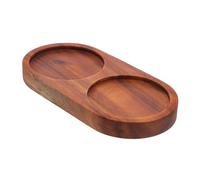 FUNOMOCYA Acacia Wood Pepper Mill Stand Grinder Holder Tray for Salt Pepper Spice Mills Stable Base with Natural Wood Wide Compatibility for Kitchen Dining Table Organization