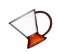 FUNOMOCYA Amber Handle Glass Dessert Cup for Home Smooth Edge Tea Coffee and Water Mug with Simple Design Craftsmanship for Daily Use