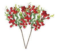 FUNOMOCYA Artificial Christmas Holly Berries 2pcs Berry Stems Decoration Red Elegant Home Decor Friends