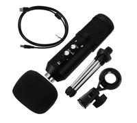 FUNOMOCYA Black Alloy Cardioid USB Condenser Microphone with Cable | Recording, Gaming Streaming Use, Professional Condenser Pickup, Built for Broadcasting Stations and Media Setups