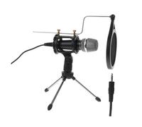 FUNOMOCYA Black Condenser Microphone Kit with Tripod and Windscreen for Computer and Mobile Phone for Podcasting Live Streaming and Karaoke