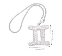 FUNOMOCYA Bling Rhinestone Zodiac Gemini Car Rearview Mirror Ornament Hanging Charm for Astrology Enthusiasts Stylish Horoscope Pendant Decoration for Car Interior with Shine and Easy