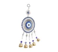 FUNOMOCYA Blue Evil Eye Sunflower Wind Chime Ornament Handmade Bell Pendant for Car Rearview Mirror Home Garden Patio Balcony Decor with Melodic Sound and Spiritual Protection