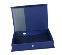 FUNOMOCYA Blue Leather File Folder Organizer Desk Storage Box for Documents and Contracts Large Capacity Office Document Holder with Stable Design Convenient Daily Use Desk Organizer for