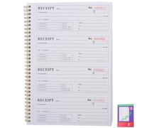FUNOMOCYA Carbonless Receipt Book for Small Business - Two-Part Spiral Bound Invoice and Cash Receipt Pad - Multi-use Order and Rent Form Booklet for Office and Trade
