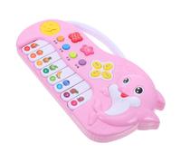 FUNOMOCYA Cartoon Electronic Organ Multi Mode Musical Instrument for Early Learning with Drums Flute Guitar Harmonica Harp Trumpet Violin Portable Pink Keyboard for Boys