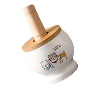 FUNOMOCYA Ceramic Grinding Bowl with Pestle Cartoon Garlic Pounder for Home Cooking Seasoning Holder Practical Kitchen Tool for Crushing Spices