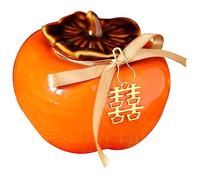 FUNOMOCYA Ceramic Tea Jar Lid Persimmon Shape Multi-use Storage Jar for Spice Coffee Sugar Kitchen Storage