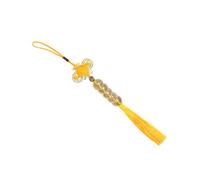 FUNOMOCYA Chinese Copper Coin Car Pendant Knot Feng Shui Hanging Decoration Rearview Mirror Accessory for Wealth and Prosperity Lucky Money Plant Tassel Gold Yellow
