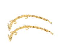 FUNOMOCYA Chinese Dragon Figurine 2pcs 23cm Alloy Five-claw Movable Joint Metal Dragon Statue Feng Shui Home Office Desk Decoration Ornament