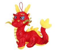 FUNOMOCYA Chinese Zodiac Stuffed Dragon Doll Red Gold Mascot Soft Festival Decoration for Home Office Shop Lucky Lunar Year