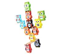 FUNOMOCYA Colorful Number Stackable Owl Blocks Wooden Cognitive Building Blocks for Educational Puzzle for Developing Patience Imagination Color Recognition Skills
