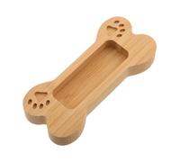 FUNOMOCYA Creative Bone Shaped Wooden Business Card Holder Small Desktop Organizer for Office Desk Hand Polished Smooth Finish Cute Dog Bone Design for Greeting Card Display and Small Stand