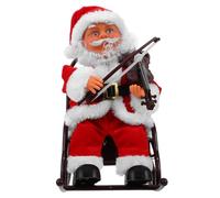 FUNOMOCYA Creative Electric Musical Santa Claus Figurine with Wheelchair and Violin Small Funny Xmas Ornament for Holiday Decor and Imaginative Play Christmas Doll for Festive Atmosphere