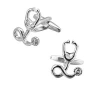 FUNOMOCYA Cufflinks Stethoscope Design Silver Stainless Steel for Men, Creative and Practical Fashion Shirt Accessories Suitable for Formal and Special Occasions