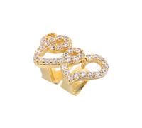 FUNOMOCYA Dazzling Hip Hop Costume Tooth Grill with Double Heart Zircon Copper Inlay Comfortable Decorative Jewelry for Rappers and Cosplay Props Radiant Smile Accessory