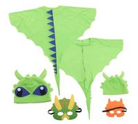 FUNOMOCYA Dinosaur Cloak Mask Set Decorative Girl Costume Adorable Girl Costume Decorative Dinosaur Dress Green Cloth