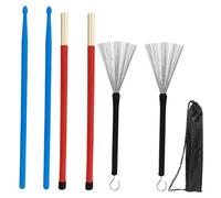 FUNOMOCYA Drum Kit Brush Set Nylon Drumsticks Wire Brush Practice Pad Kit Drumsticks for Students Adults Orchestra