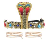 FUNOMOCYA Egyptian Style Snake Headband and Upper Bracelets and Costume Accessories for Women Decorative Headpiece for Halloween and Party Wear