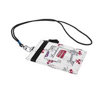 FUNOMOCYA Fashionable Flower Blossom Printed Pu Card Holder Lanyard Id Holder Pass Pouch Bus Case Key Ring Strap