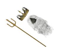 FUNOMOCYA Gold Trident and King Crown Costume Set, 1 Set for Adults Stage Performance and Cosplay, Adjustable Crown Prop with Comfortable Fit