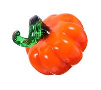 FUNOMOCYA Hand Blown Mini Glass Pumpkin Figurine Orange Colored Crystal Fruit Ornament for Fall Harvest and Halloween Compact Seasonal Decor for Home Office Car Interior Collectible Tabletop