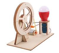 FUNOMOCYA Hand Crank Generator Kit for Portable Electricity Generator for DIY Scientific Experiments Wooden Model for Enhances Observation and Analytical Skills Random Color