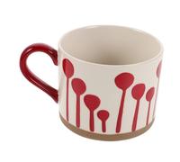 FUNOMOCYA Hand-Painted Ceramic Coffee Mug with Ergonomic Handle Microwave Safe Stoneware Cup for Latte Hot Chocolate and Cereal Unique Artistic Patterned Tea Cup for Breakfast and Home Use